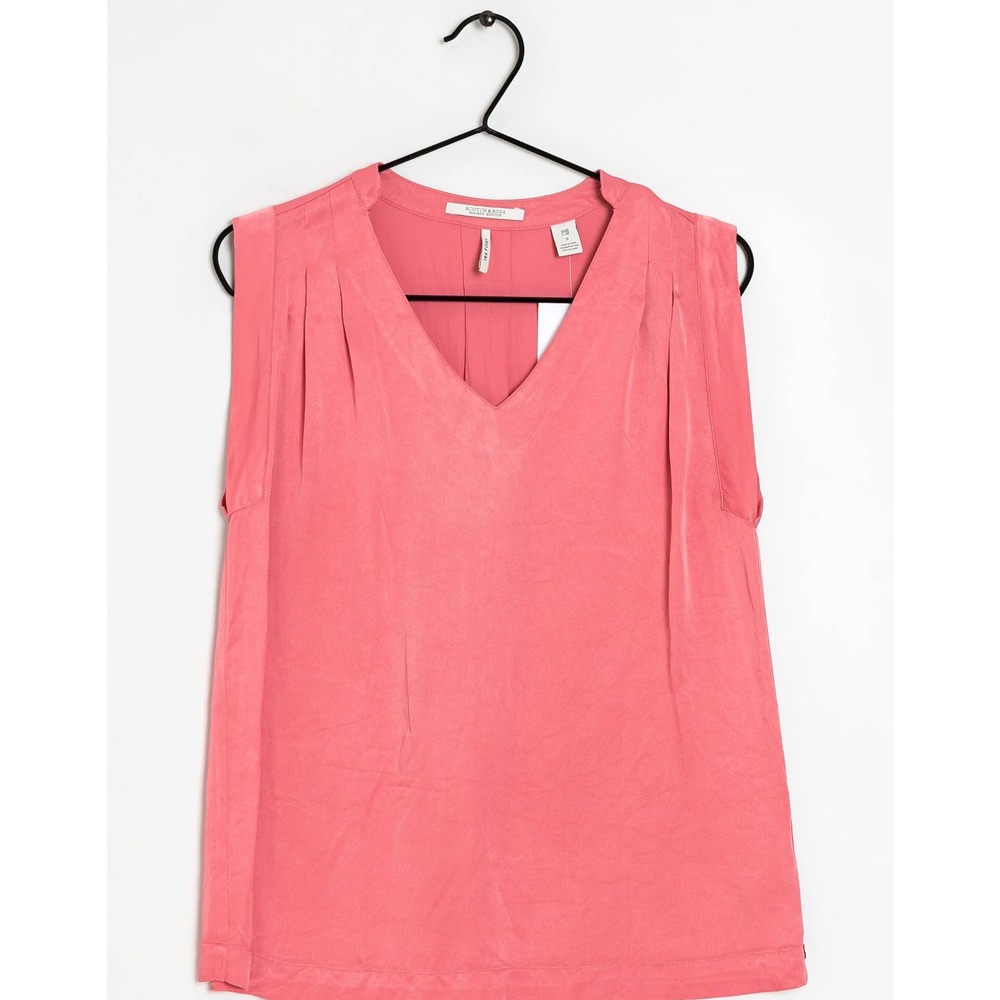 NWT Scotch & Soda Maison Barbie Pink V-Neck Sleeveless Top Soft Girl, Coquette